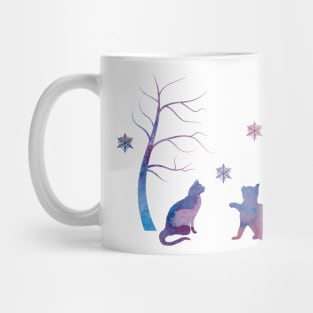 Simple Winter Scene With Cats Mug